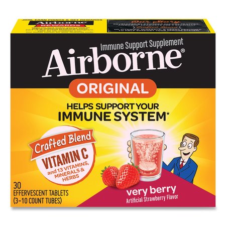 AIRBORNE Immune Support Effervescent Tablet, Very Berry, 30 Count 4786596379